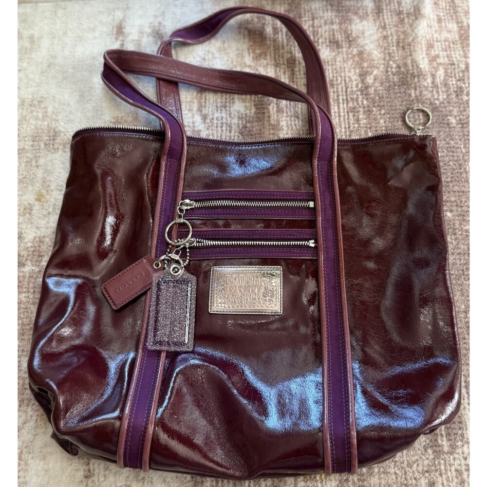 Coach Poppy Purse Raspberry Purple Poppy Leather Shoulder Tote Bag #F20973-13876